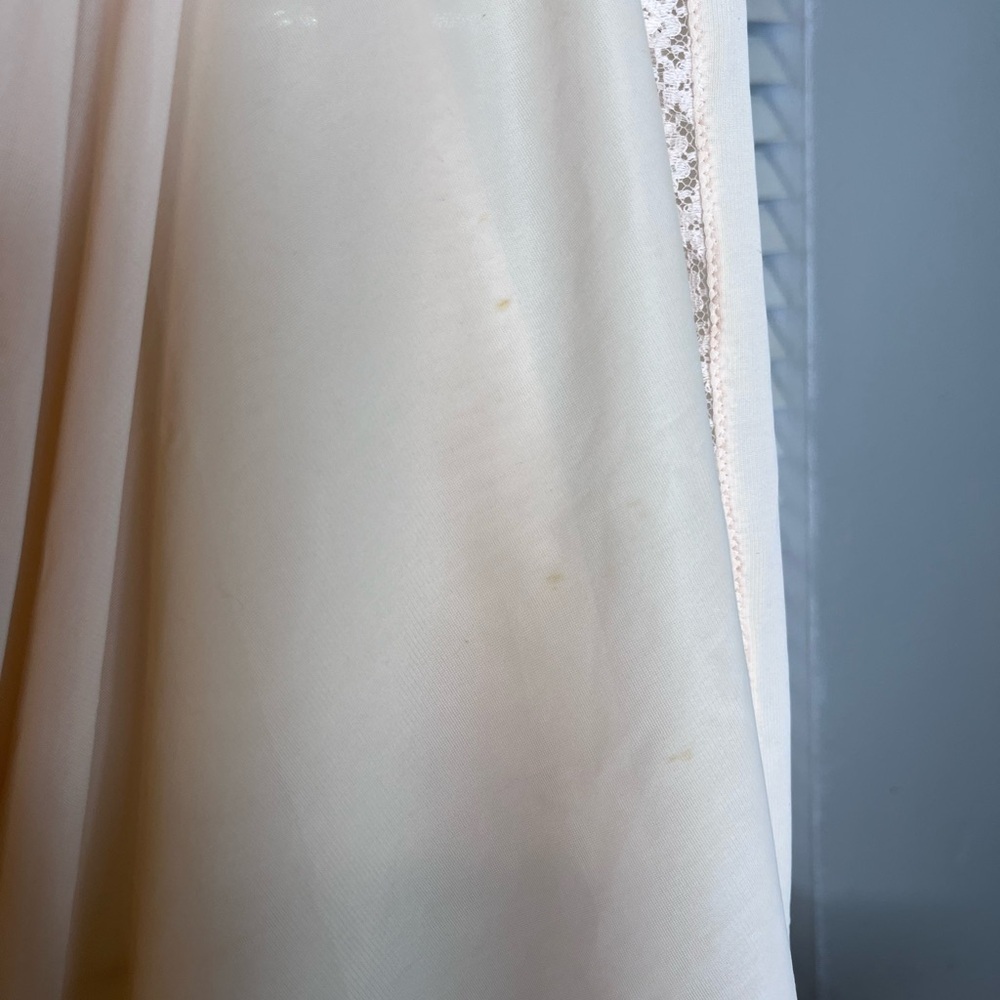 Vintage 1950s Rogers Cream Lace Nylon Tricot Maxi Slip Dress Women's L Prairie - Picture 9 of 17